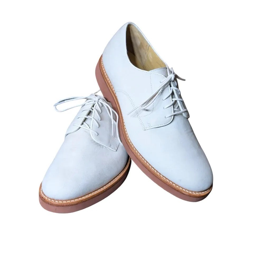 Brooks Brothers Mens White Nubuck Red Brick Sole Buck Shoes Derby Size 10 EUC